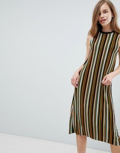 Платье миди в цветную полоску Pull&amp;Bear - Фиолетовый Pull&Bear