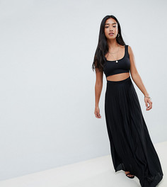 Плиссированное платье макси с кроп-топом ASOS DESIGN Petite - Черный