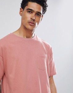 Розовая футболка с карманом Pull&amp;Bear Join Life - Розовый Pull&Bear