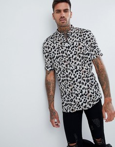 Серая узкая рубашка с леопардовым принтом River Island - Серый