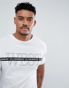Белая футболка с надписью West и отделкой лентой River Island - Белый