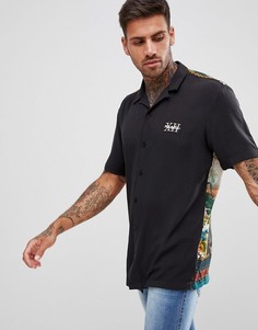 Черная рубашка с гепардовым принтом и воротником в виде лацканов River Island - Черный