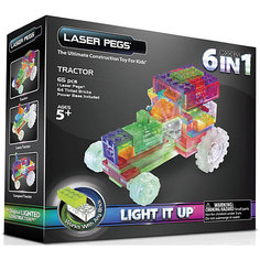 Светящийся конструктор 6 в 1 Laser Pegs "Трактор", 65 деталей