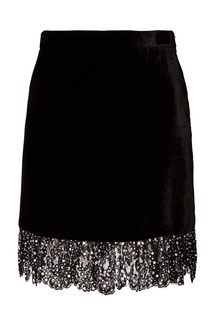 Черная юбка с отделкой кристаллами Miu Miu