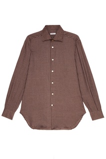 Коричневая рубашка в клетку Kiton