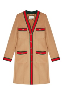 Шерстяное пальто с цветной отделкой Gucci