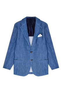 Однобортный голубой пиджак Kiton