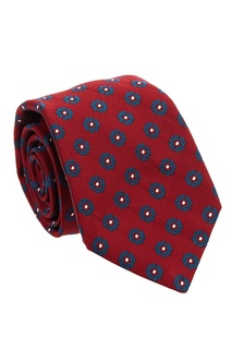 Красный галстук с цветочным узором Kiton