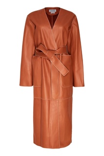 Кожаное пальто с поясом Loewe