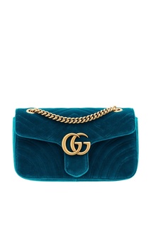 Бирюзовая сумка из бархата GG Marmont velvet Gucci