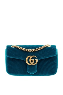 Бирюзовая сумка из бархата GG Marmont velvet Gucci