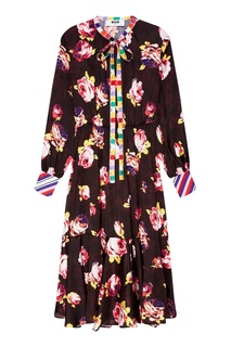 Черное платье с розами Msgm