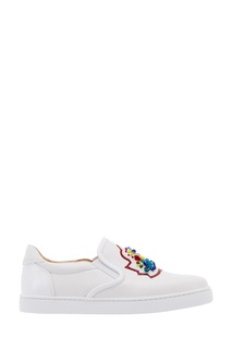 Кожаные слипоны с аппликацией Masterlogo Flat Calf Christian Louboutin