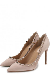 Замшевые туфли Valentino Garavani Rockstud на шпильке Valentino