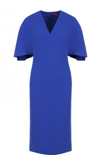 Однотонное приталенное платье с V-образным вырезом Ralph Lauren