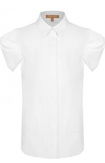 Однотонная хлопковая блуза с коротким рукавом Michael Kors Collection