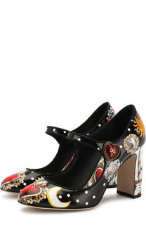 Кожаные туфли Mary Jane Vally с принтом Dolce & Gabbana