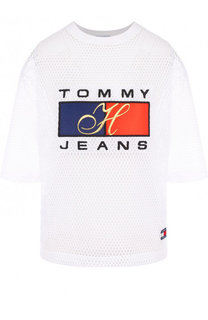 Футболка с логотипом бренда в сетку Tommy Hilfiger