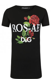 Хлопковая футболка с круглым вырезом и принтом Dolce & Gabbana