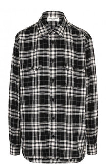 Хлопковая блуза в клетку Saint Laurent