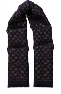 Шарф с принтом и необработанным краем Gucci