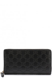 Кожаный кошелек с тиснением Signature на молнии Gucci