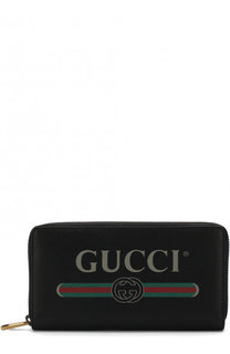 Кожаное портмоне на молнии с отделениями для кредитных карт и монет Gucci
