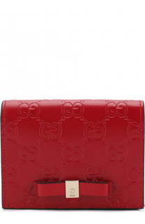 Кожаный футляр для кредитных карт с тиснением Signature Gucci