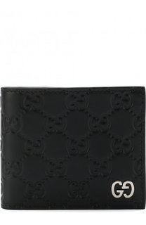 Кожаное портмоне с тиснением Signature Gucci