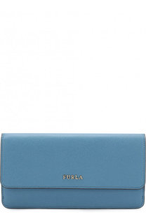 Кожаный кошелек с клапаном и логотипом бренда Furla