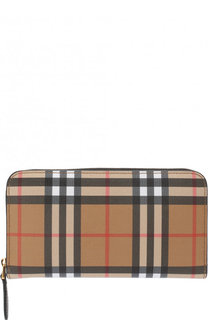 Кожаный кошелек в клетку Vintage Check на молнии Burberry