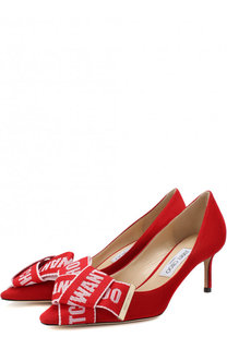 Замшевые туфли Tegan 60 с бантом на шпильке Jimmy Choo