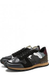 Комбинированные кроссовки Valentino Garavani Rockrunner на шнуровке Valentino
