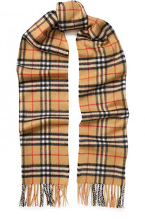 Кашемировый шарф в клетку с бахромой Burberry