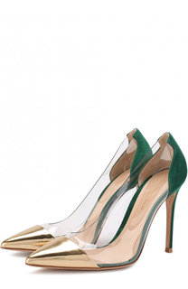 Комбинированные туфли Plexi на шпильке Gianvito Rossi