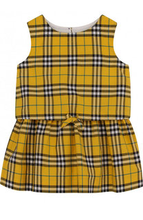 Хлопковое мини-платье с поясом на кулиске Burberry