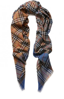 Хлопковая шаль в клетку с необработанным краем Burberry