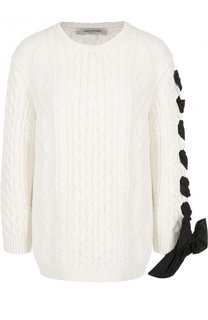 Шерстяной пуловер свободного кроя с декорированной отделкой на рукаве Valentino