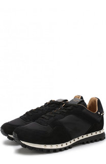Комбинированные кроссовки Valentino Garavani Rockrunner на шнуровке Valentino