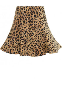 Мини-юбка из смеси шерсти и шелка с леопардовым принтом Valentino