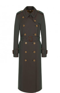 Однотонное хлопковое пальто с поясом Burberry