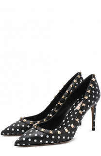 Кожаные туфли Valentino Garavani Rockstud Polka Dot на шпильке Valentino