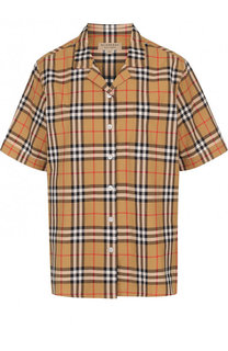 Хлопковая блуза с коротким рукавом в клетку Burberry