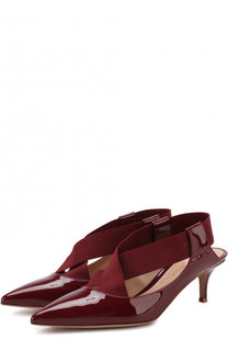 Лаковые туфли с эластичными лентами на каблуке kitten heel Gianvito Rossi