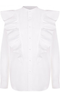 Однотонная хлопковая блуза с оборками Polo Ralph Lauren