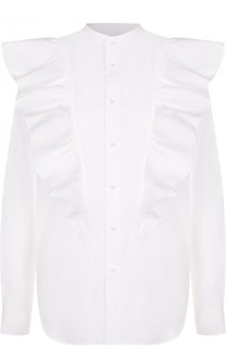 Однотонная хлопковая блуза с оборками Polo Ralph Lauren