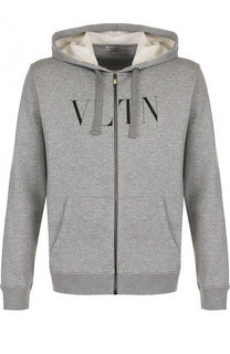 Хлопковая толстовка на молнии с капюшоном Valentino