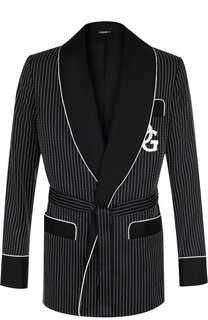 Однобортный пиджак с поясом и шалевыми лацканами Dolce & Gabbana