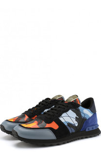 Комбинированные кроссовки Valentino Garavani Rockrunner на шнуровке Valentino