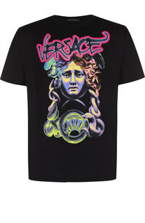 Хлопковая футболка с принтом Versace